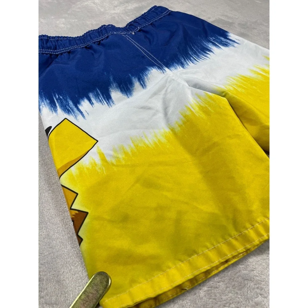 Pokémon Swim Trunks Boys M Blue Yellow Pikachu Graphic Mesh Lined Drawstring